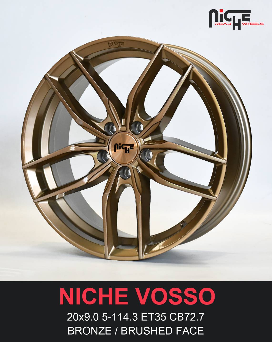 ล้อแม็ก ล้อแม็ก Niche Vosso 5รู114 ET35 สีพิเศษปัดทรายทองแดง กว้าง9 ขอบ20นิ้ว