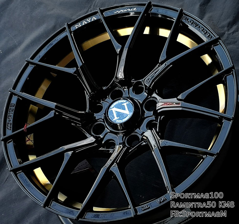 ล้อแม็ก ล้อแม็กซ์ FlowForming Naya F153 4รู100/114 ดำคัตทอง กว้าง7 ขอบ15นิ้ว