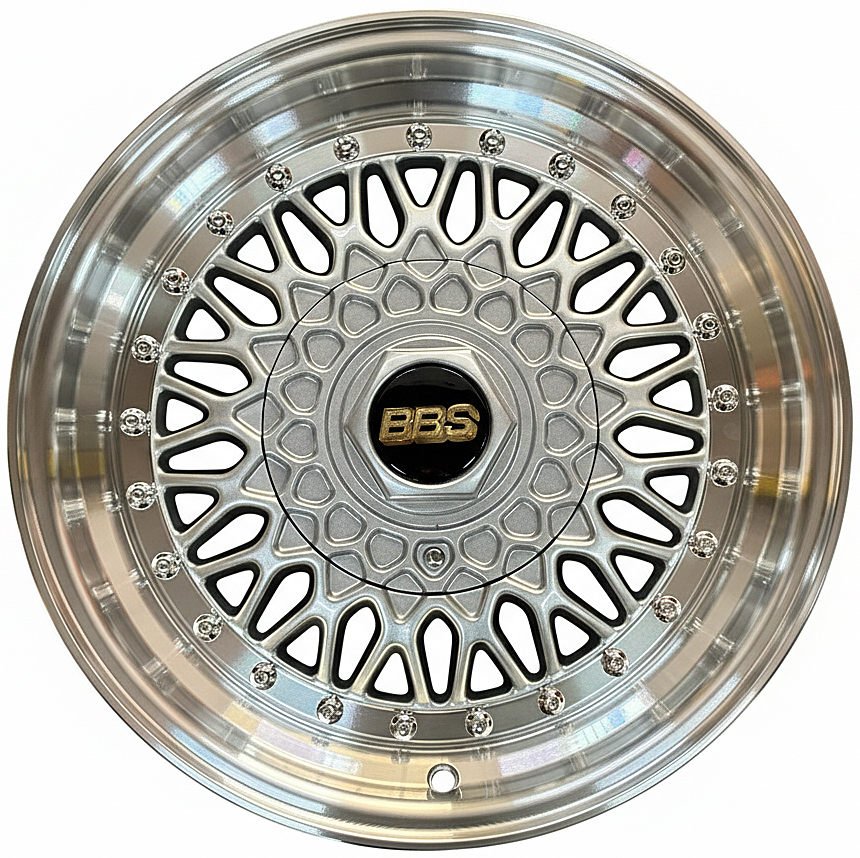 ล้อแม็ก ล้อแม็ก BBS RS ขอบ15นิ้ว กว้าง7นิ้ว 4รู100/114.3 Offset33 สีซิลเวอร์หมุดเงิน