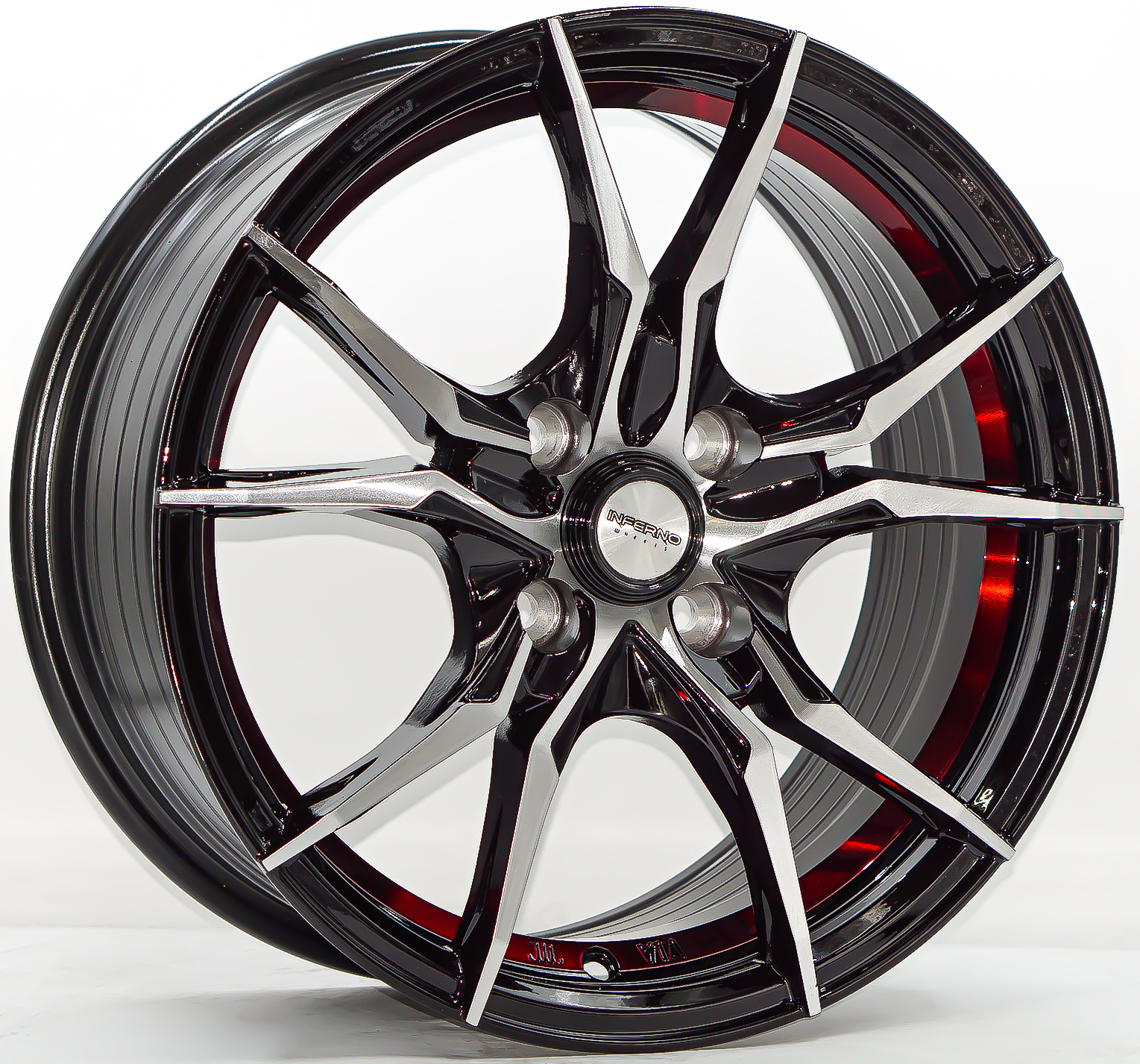 ล้อแม็ก ล้อแม็กใหม่ Inferno Everest 4รู100 ET38 ดำคัตแดง  7-15นิ้ว 