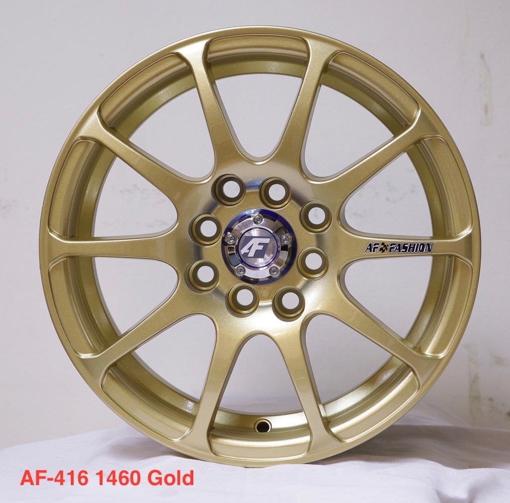 ล้อแม็ก ล้อแม็กใหม่ AF416 4รู100/114 สีทองใส 6-14นิ้ว
