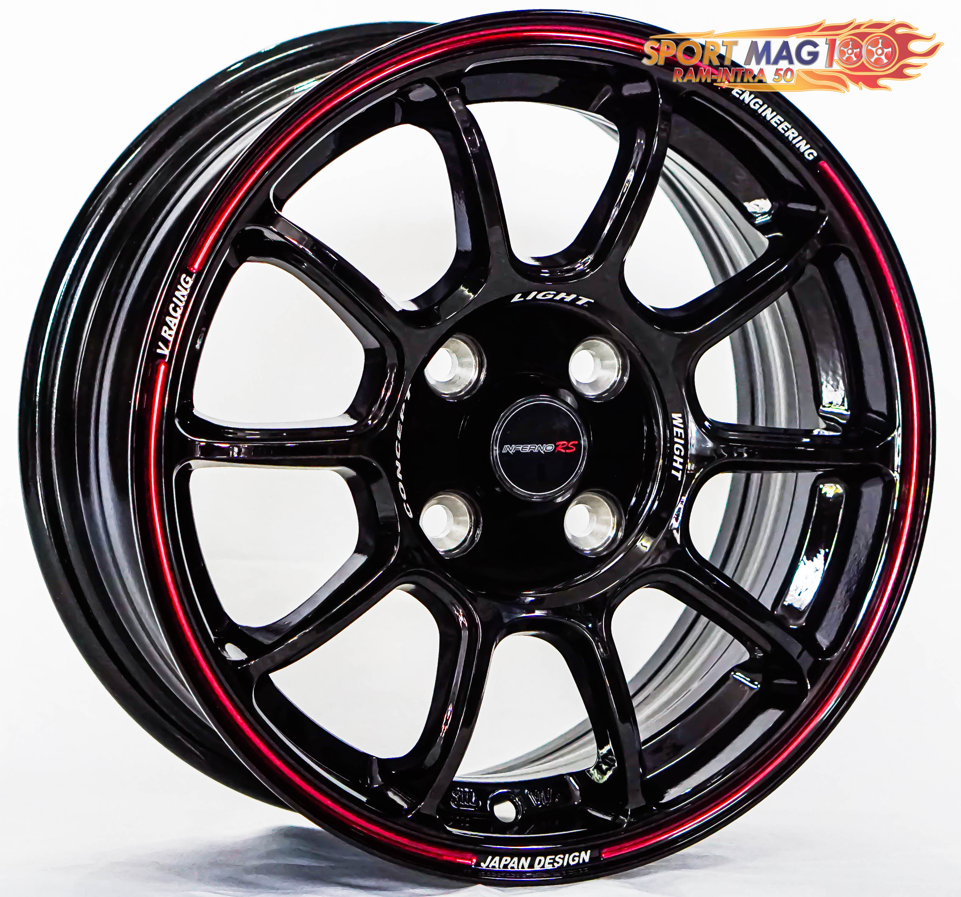 ล้อแม็ก ล้อแม็กใหม่ Inferno ZE40 4รู100 ET35 ดำขอบแดง กว้าง6 ขอบ14นิ้ว 