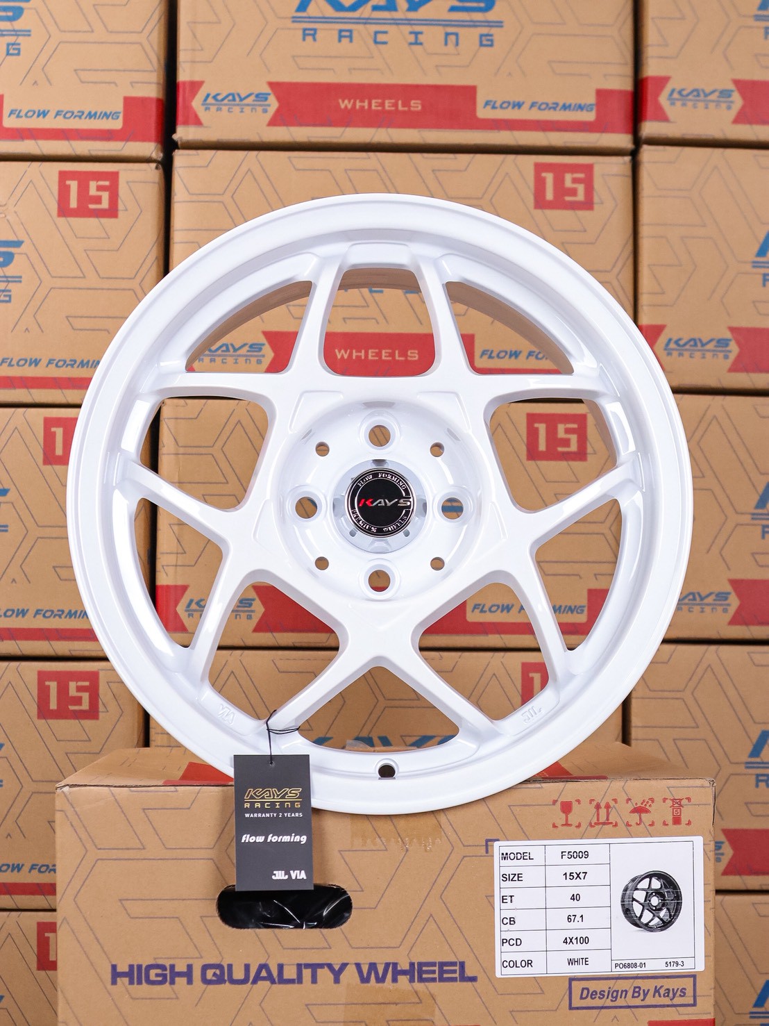 ล้อแม็ก ล้อแม็กใหม่ F5009 4รู100 ET40 สีขาว 7-15นิ้ว 