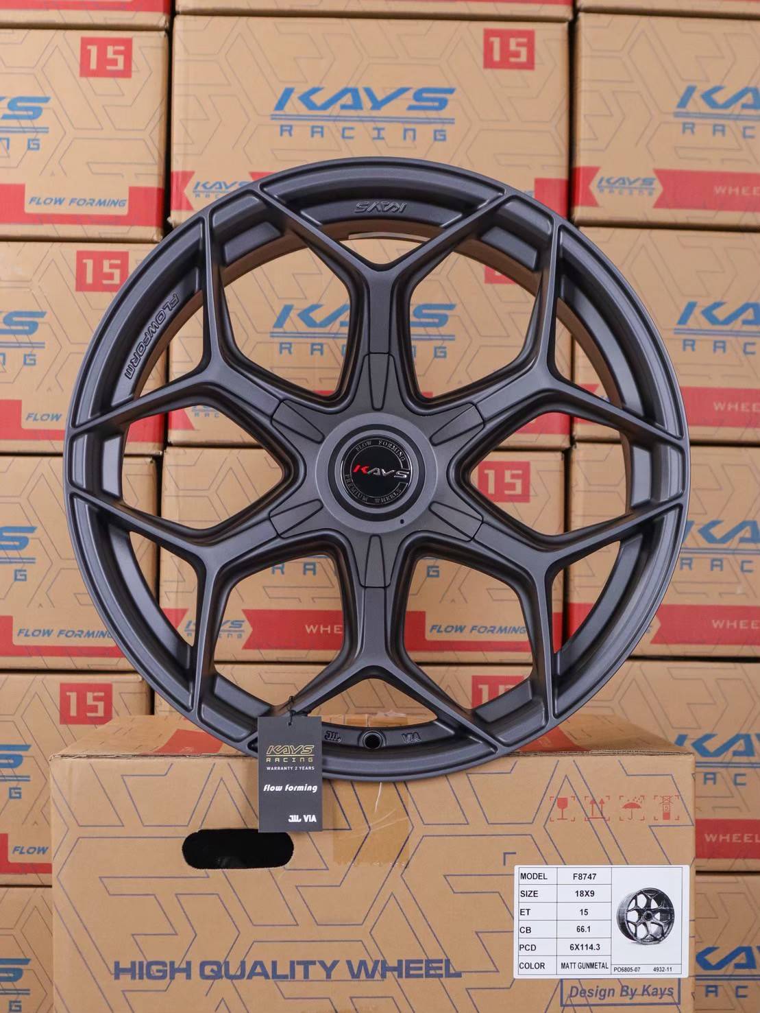 ล้อแม็ก ล้อแม็ก F8747 6รู114.3 ET15 สีแมทกัน กว้าง9-18นิ้ว(นาวาร่า) 