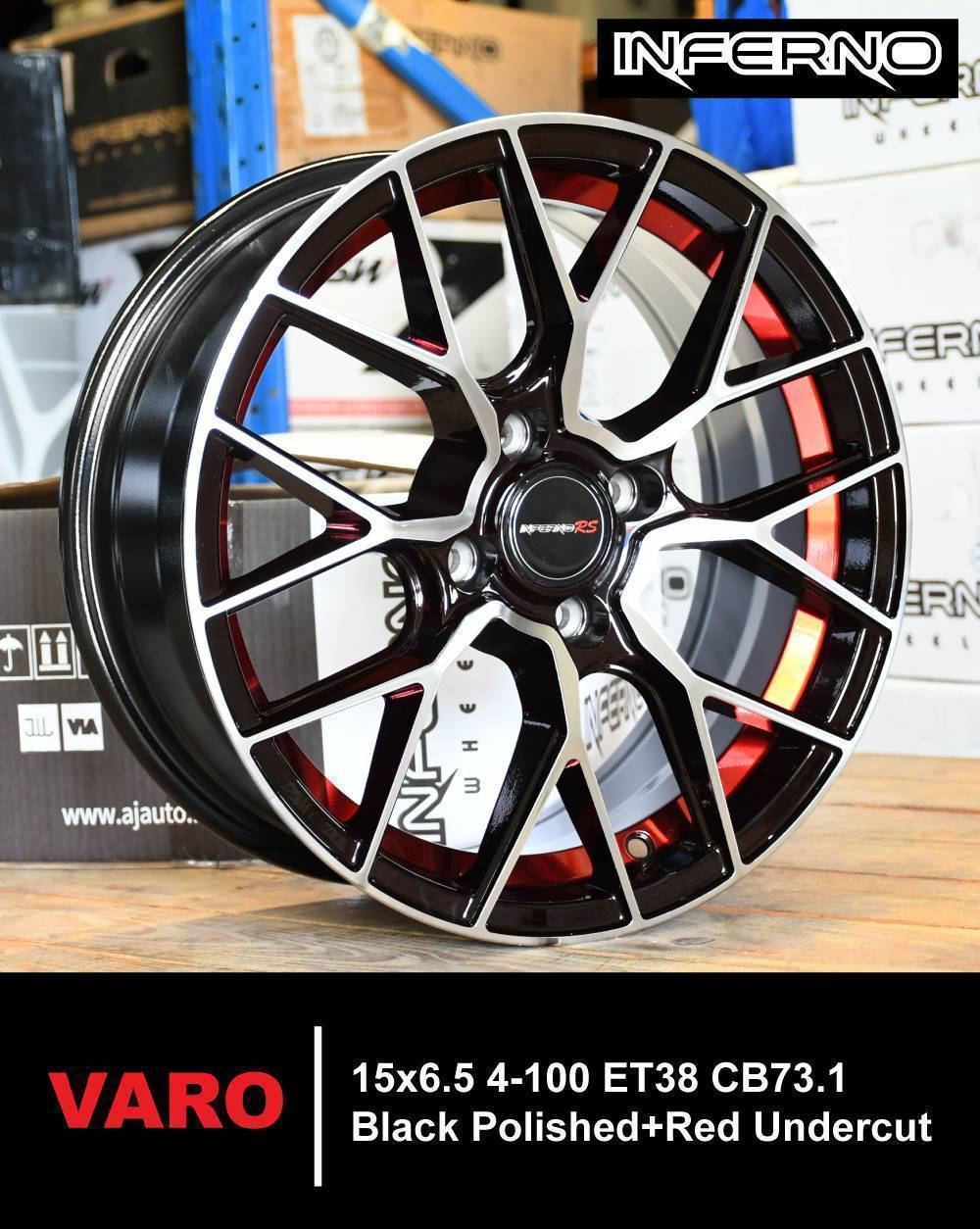 ล้อแม็ก Inferno Varo 4รู100 ET38 ดำหน้าเงาคัตแดง กว้าง6.5 ขอบ15นิ้ว ล้อแม็ก ล้อแม็ก Inferno Varo 4รู100 ET38 ดำหน้าเงาคัตแดง กว้าง6.5 ขอบ15นิ้ว