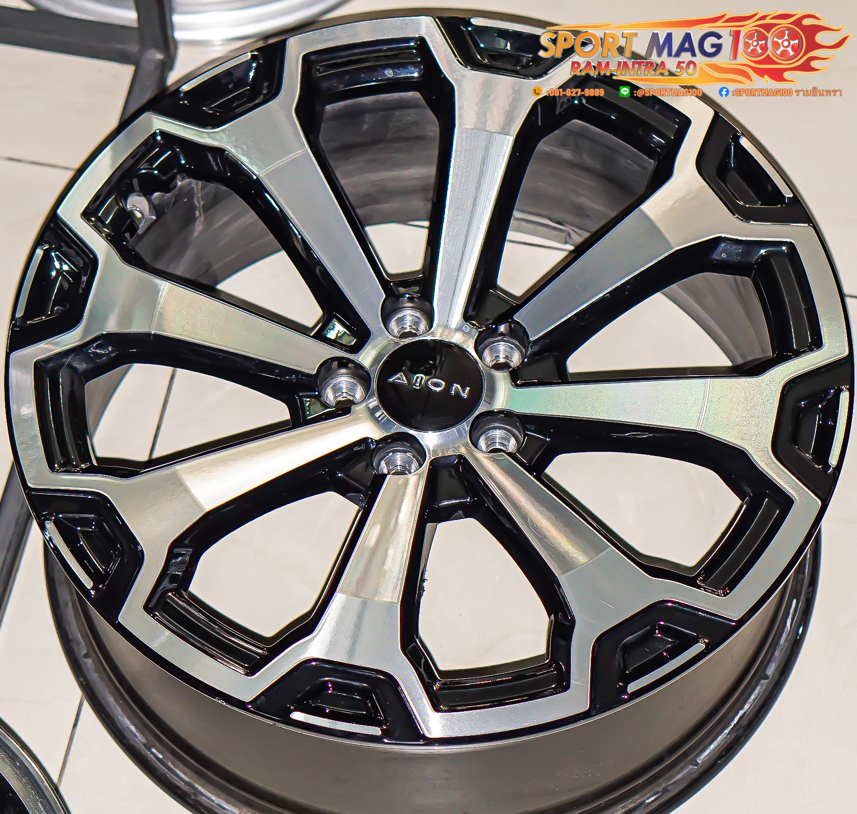 ล้อแม็ก ล้อแม็กป้ายแดง AionV ขอบ19 5รู108 ดำหน้าเงา กว้าง 7.5 Offset42 (รามอินทรา)