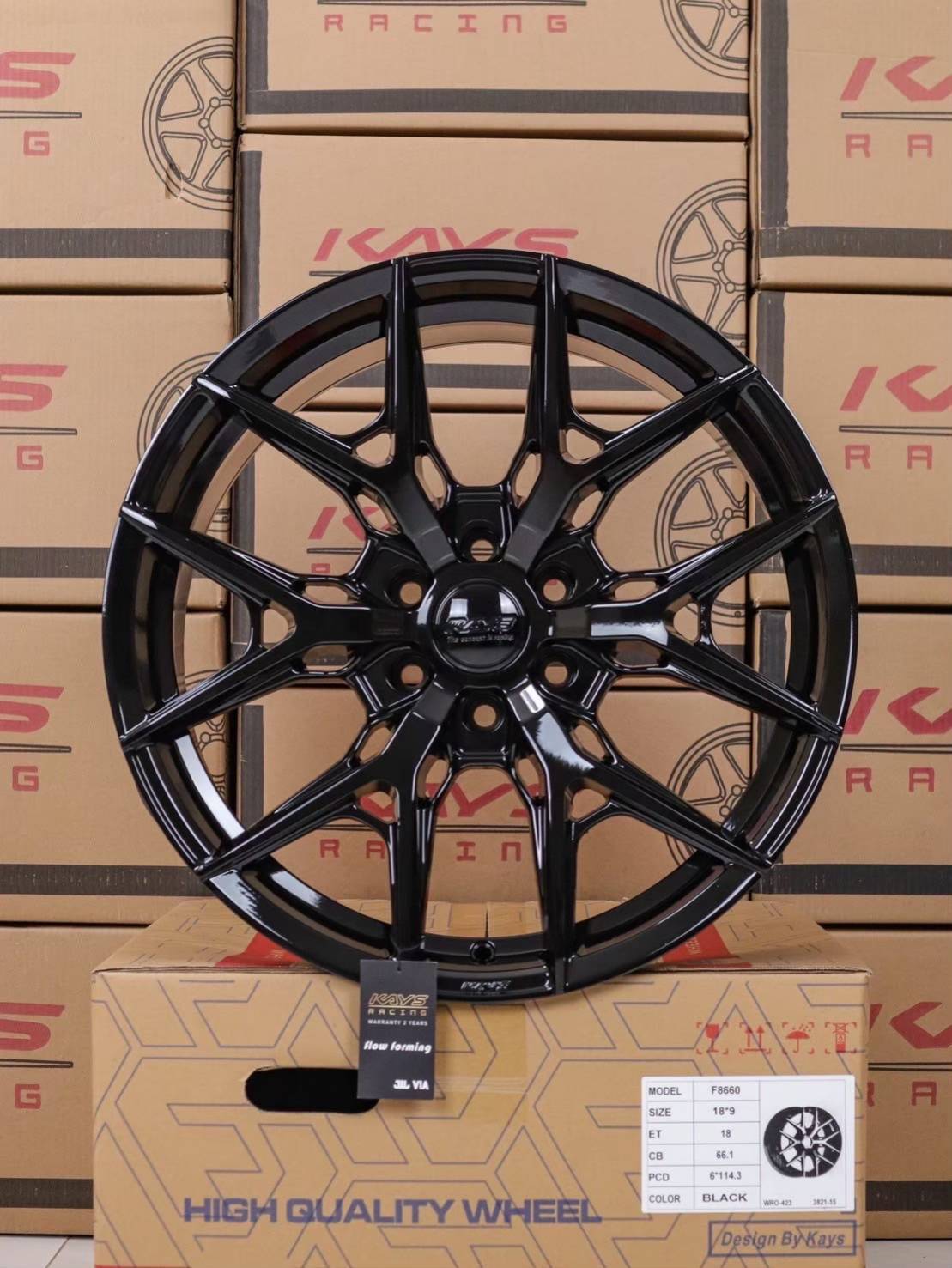 ล้อแม็ก ล้อแม็ก F8660 6รู114.3 ET18 ดำแวว กว้าง9 ขอบ18นิ้ว(นาวาร่า) 