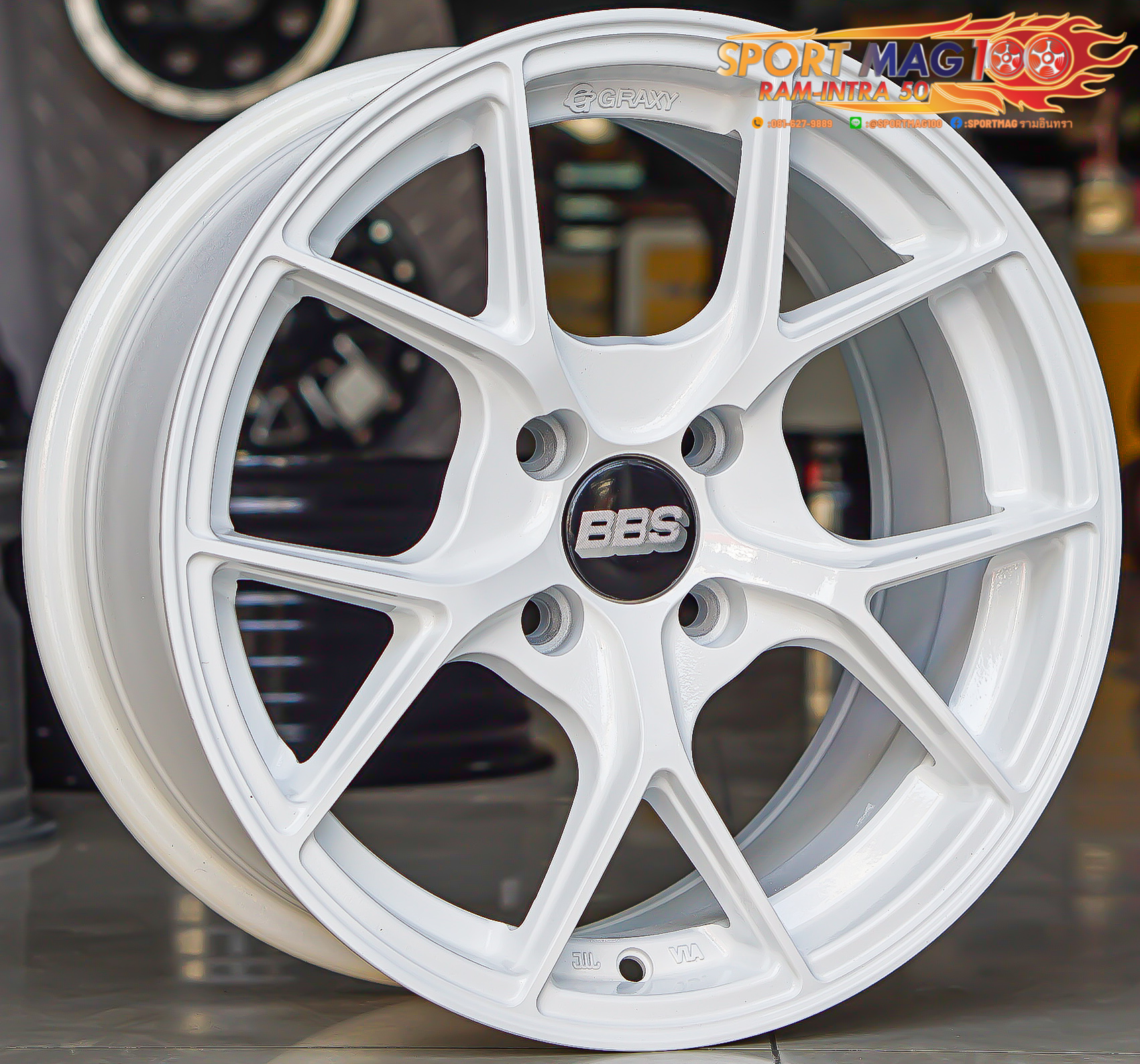 ล้อมือสอง Graxy CIR ขอบ15นิ้ว กว้าง6.5นิ้ว 4รู100 Offset35 สีขาว (รามอินทรา)