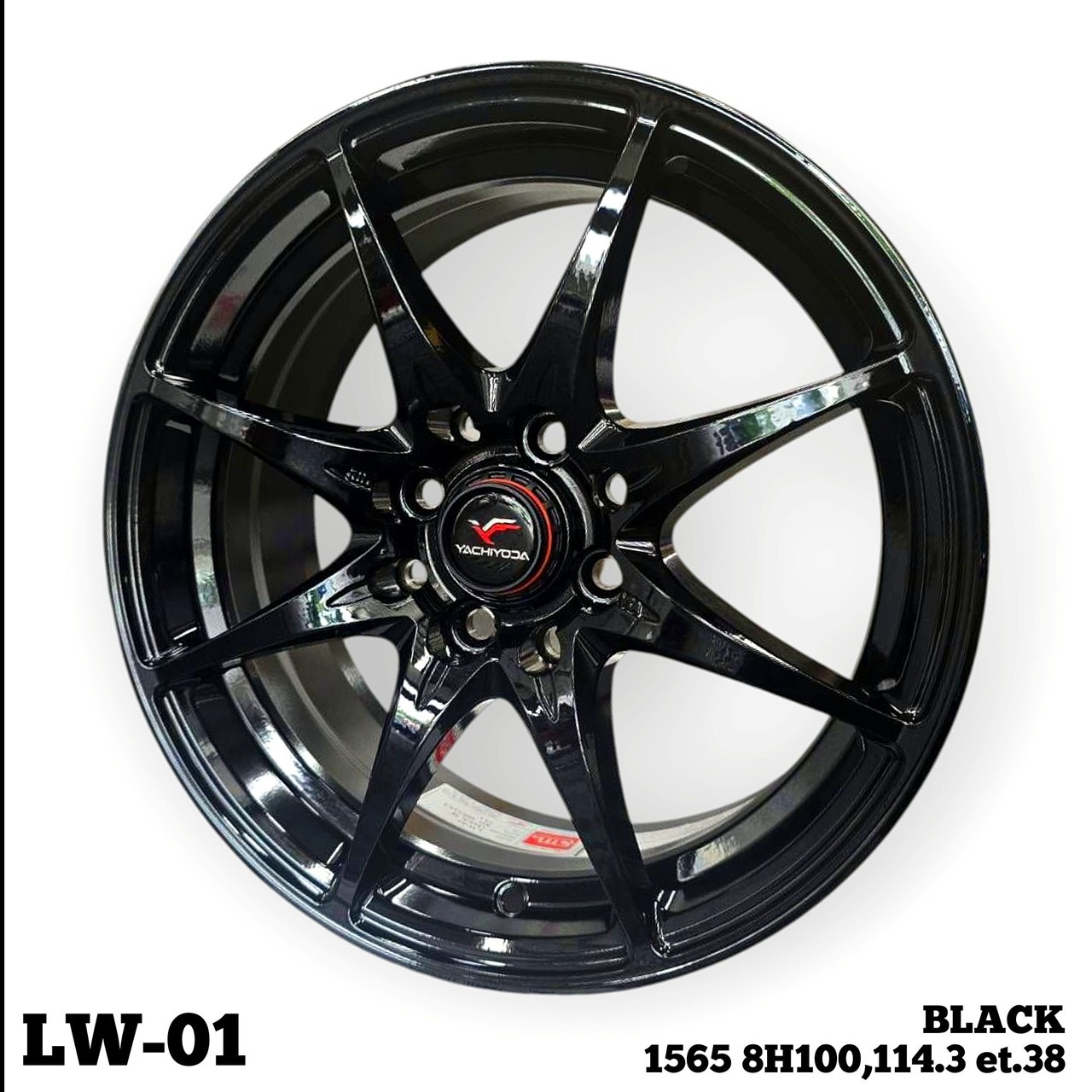 ล้อแม็ก ล้อแม็กเบาใหม่ Yachiyoda Lw01 4รู100/114 ET38 ดำแวว กว้าง6.5 ขอบ15นิ้ว 