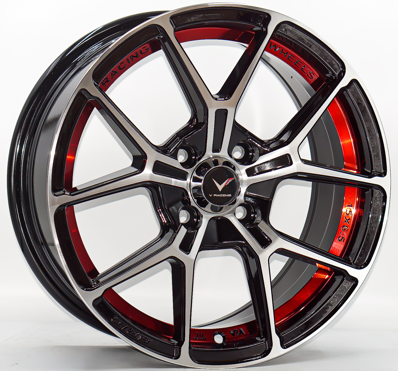 ล้อแม็ก ล้อแม็กใหม่ WP 3565 ขอบ15นิ้ว กว้าง6.5นิ้ว 4รู100 Offset38 สีดำหน้าเงาคัตแดง