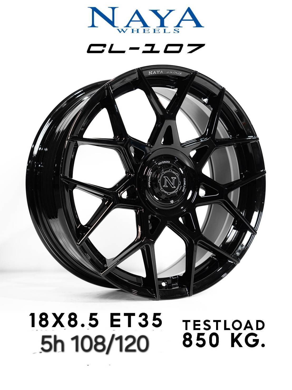 ล้อแม็ก ล้อแม็กใหม่ Naya CL-107 ขอบ 18นิ้ว กว้าง8.5นิ้ว 5รู108/120 Offset35 สีดำเงา