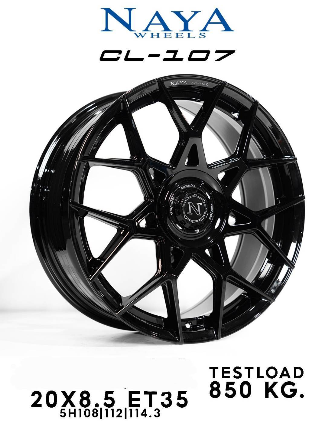 ล้อแม็ก ล้อแม็กใหม่ Naya CL-107 ขอบ 20นิ้ว กว้าง8.5นิ้ว 5รู108/113 Offset35 สีดำเงา