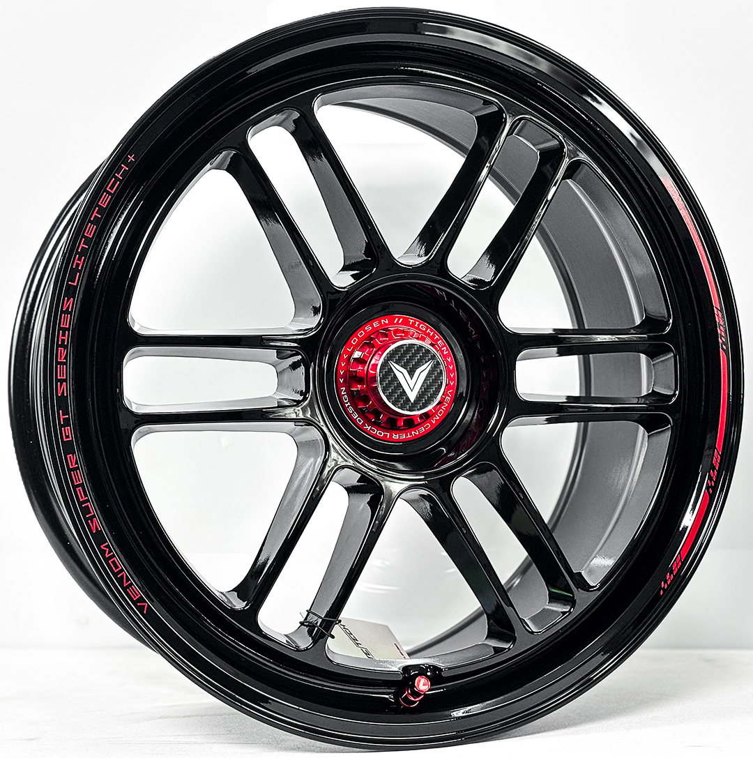 ล้อแม็ก ล้อแม็ก Lenso VNR Venom Litetech+ FlowForming ขอบ18นิ้ว กว้าง8.5นิ้ว 5รู114.3 Offset35 สีดำเงาPadRed