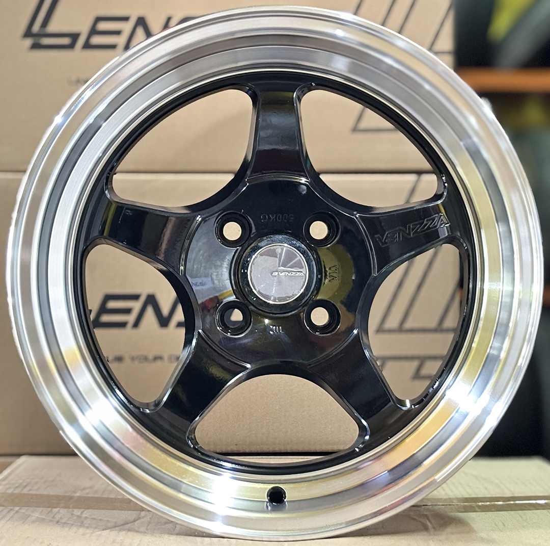 ล้อแม็กมือสอง Venzza S1 ขอบ15นิ้ว กว้าง7นิ้ว 4รู100 Offset35 สีดำขอบเงา(ลาดพร้าว)