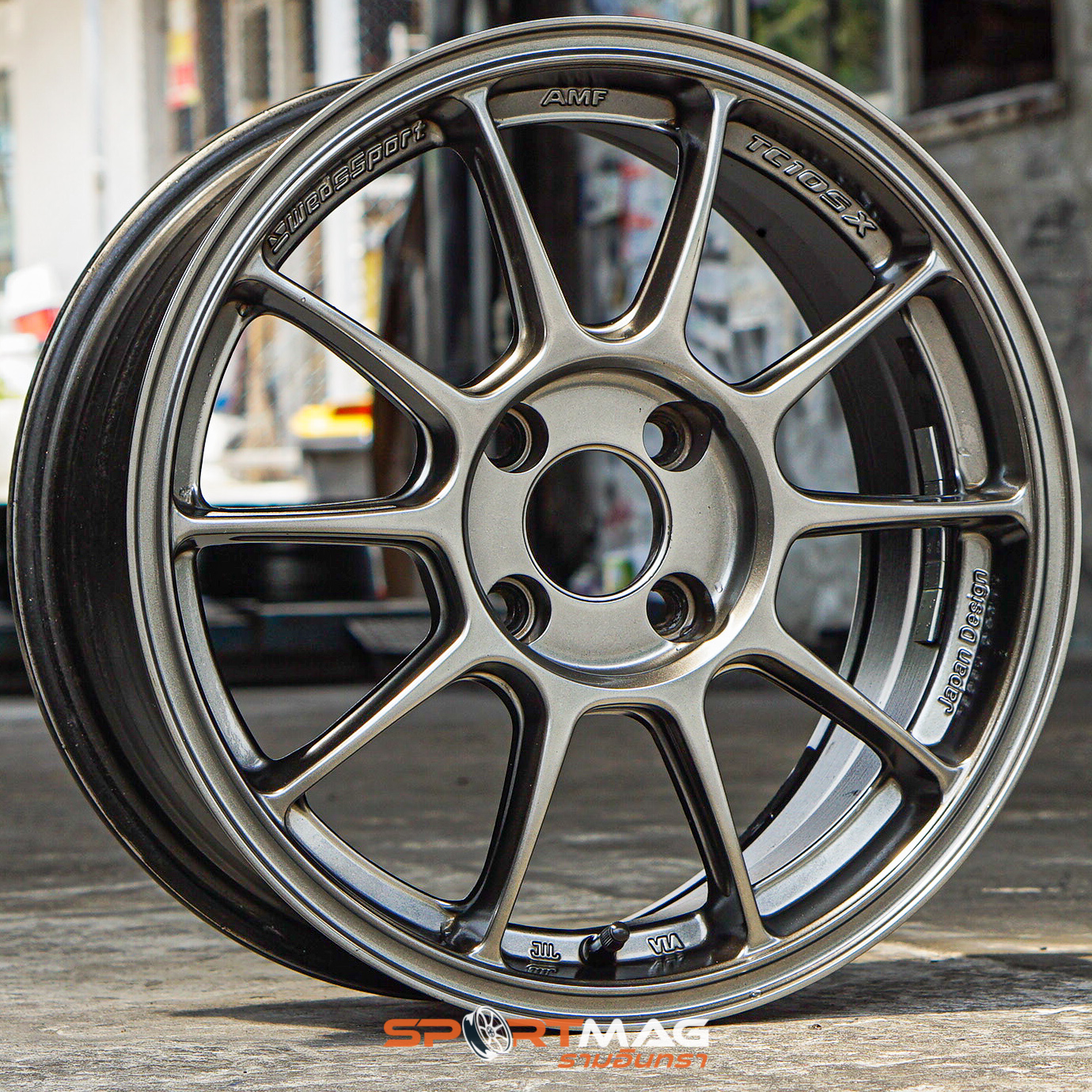 ล้อมือสอง TC105x ขอบ15นิ้ว กว้าง7นิ้ว 4รู100 Offset35 สีไฮเปอร์แบล็ค (รามอินทรา)