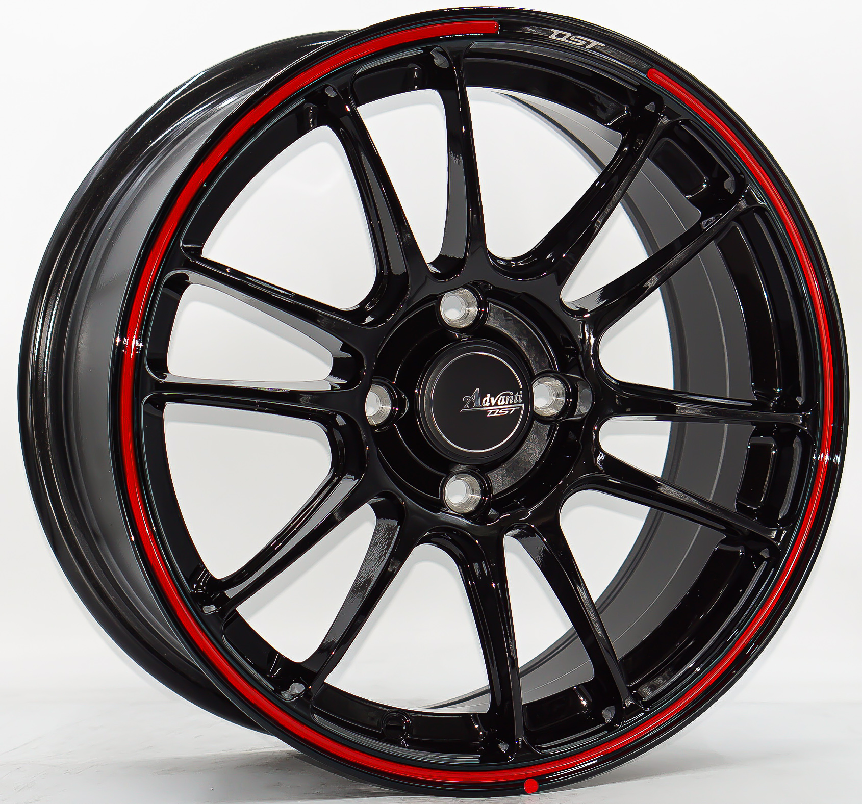 ล้อแม็ก ล้อแม็กใหม่แท้เบา FlowForming Advanti MD065 ขอบ15นิ้ว กว้าง7นิ้ว 4รู100 Offset35 สีดำเงาเส้นแดง