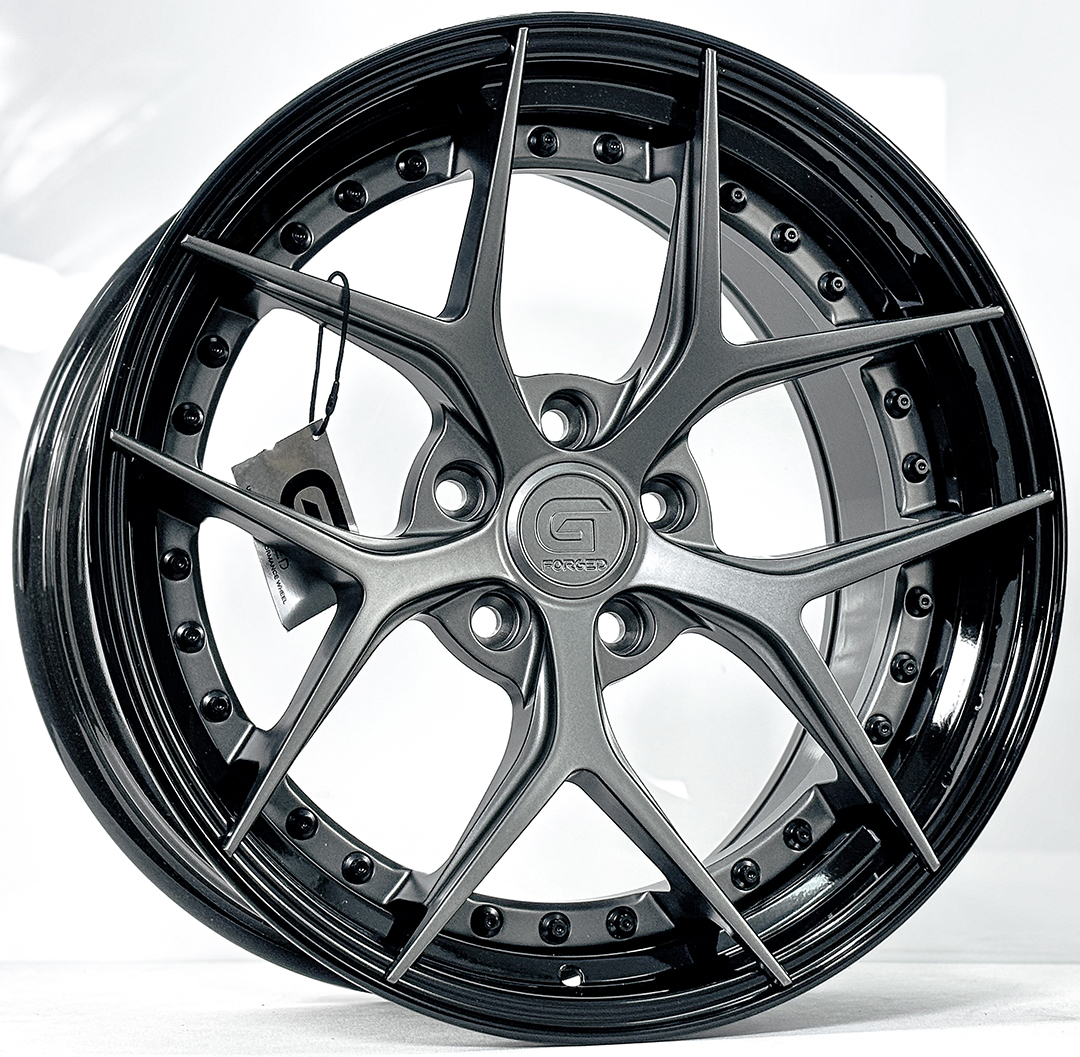 ล้อแม็ก ล้อแม็ก G-Forged GF03 FlowForming ขอบ18นิ้ว กว้าง F8.5นิ้ว R9.5นิ้ว 5รู112/114.3 Offset35-38 สีTitaniumgreyขอบดำเงา