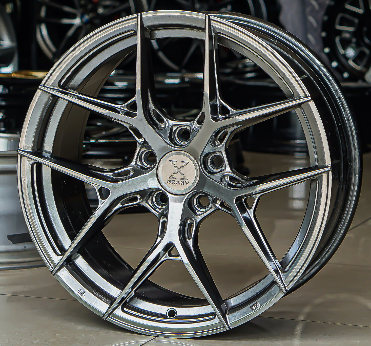 ล้อแม็ก ล้ออาทิตย์เดียว Gaxy VF04 5รู112/114 ET35 ไฮเปอร์แบล็ค กว้าง8.5 ขอบ18นิ้ว(รามอินทรา)
