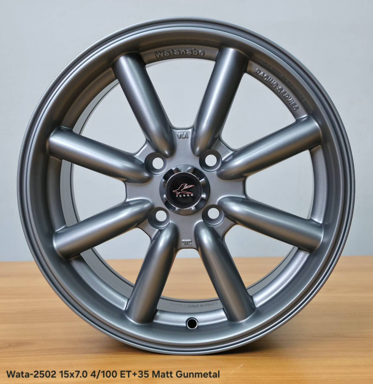 ล้อแม็ก ล้อแม็ก K-Speed Watanabe 4รู100 ET35 สีเทา กว้าง7 ขอบ15นิ้ว 