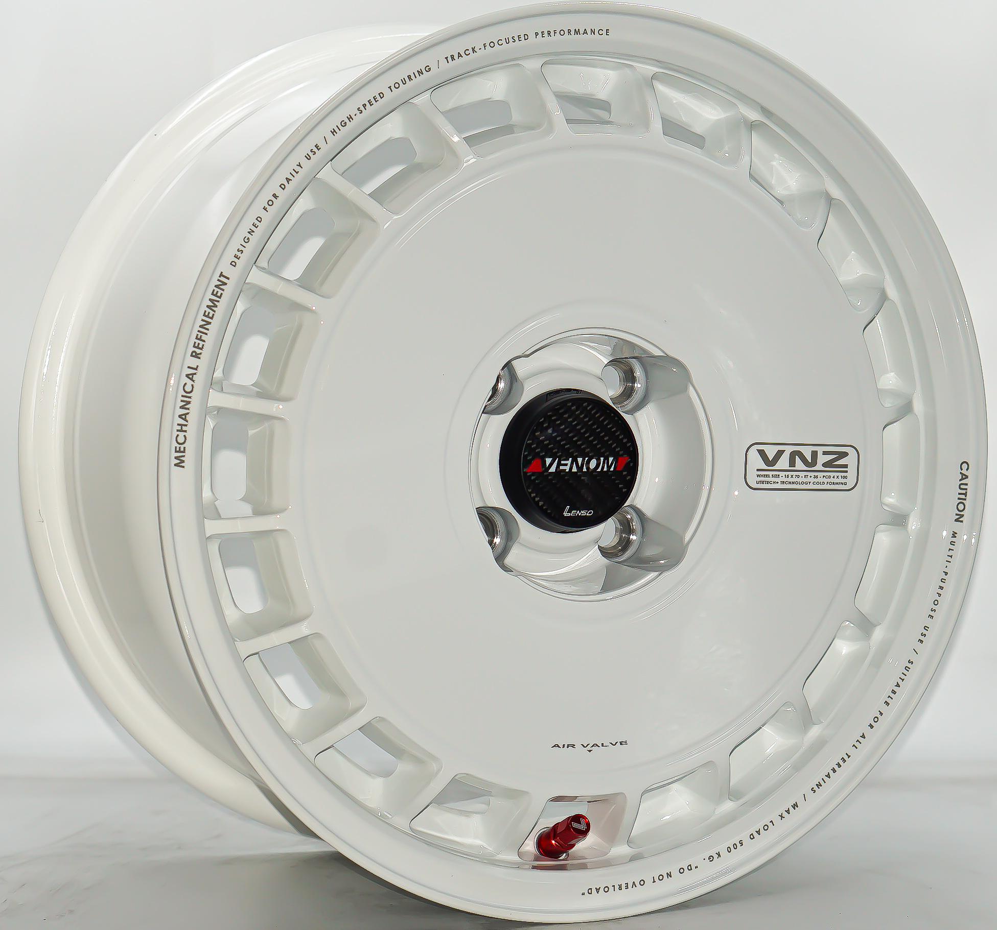 ล้อแม็ก ล้อแม็กใหม่ LENSO VENOM ZENON VNZ ขอบ15นิ้ว กว้าง7นิ้ว 4รู100 OFFSET35 สีขาว