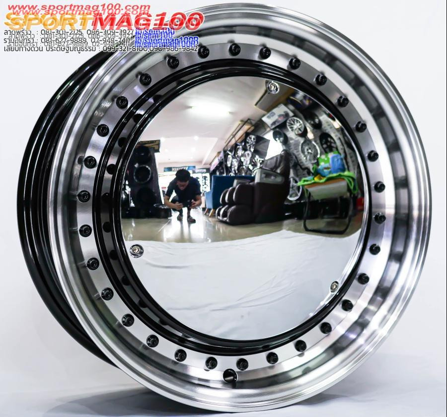 ล้อแม็ก RET Rew024 5รู100/114 ET30 ขอบเงาหมุดดำ กว้าง6.5 ขอบ15นิ้ว