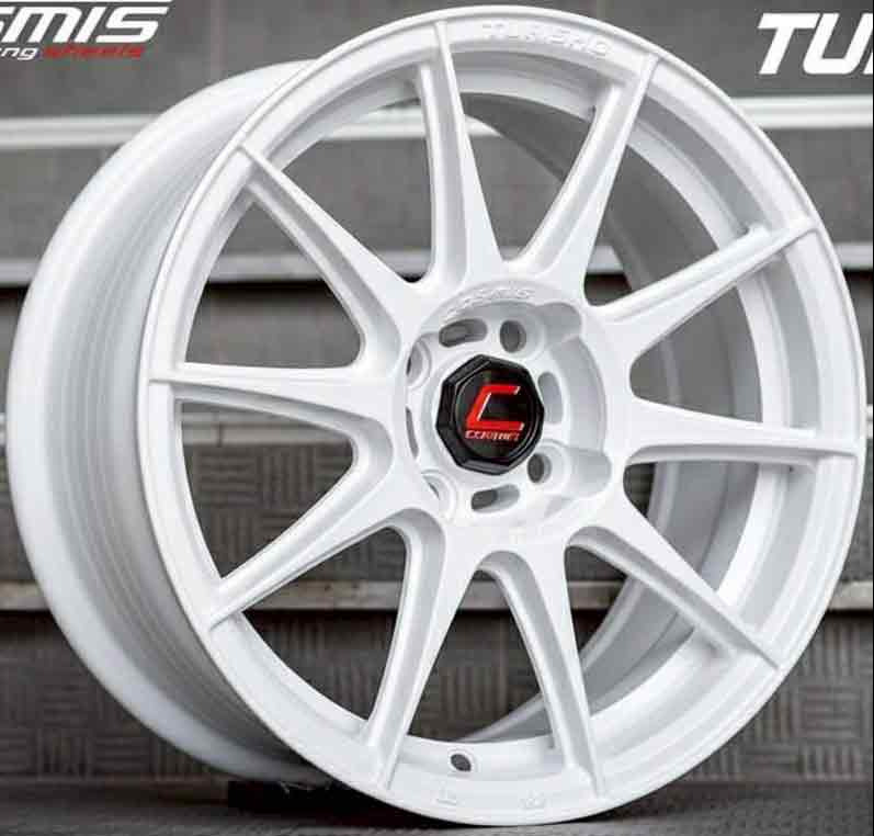 ล้อแม็ก Cosmis Turismo 4รู100 ET30 สีขาว กว้าง7 ขอบ15นิ้ว