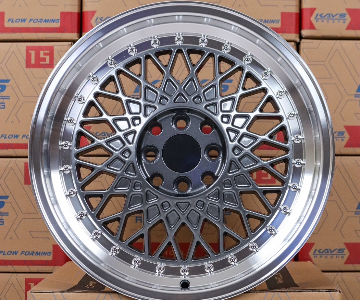 ล้อแม็กลาย BBS RS ขอบ17นิ้ว 4รู100/114 ET35 เทาขอบเงา กว้าง 8นิ้ว 
