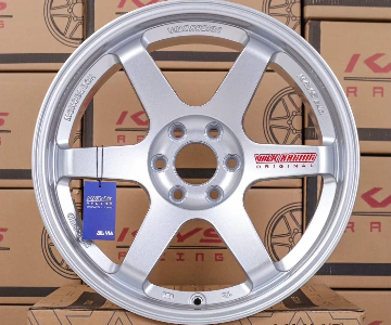 ล้อแม็ก TE37 ก้านตรง 6รู114.3 ET20 สีเงินหยอดแดง กว้าง8.5-18นิ้ว(นาวาร่า)
