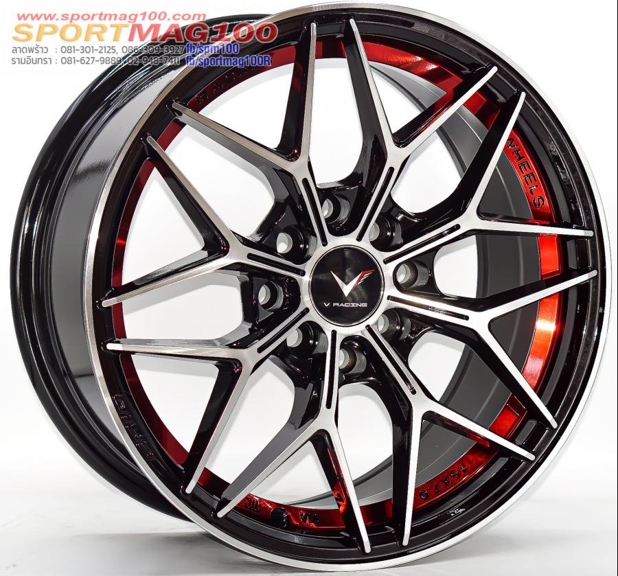ล้อแม็กใหม่ WP 510 ขอบ15นิ้ว กว้าง7นิ้ว 4รู100/114.3 Offset38 สีดำหน้าเงาคัตแดง