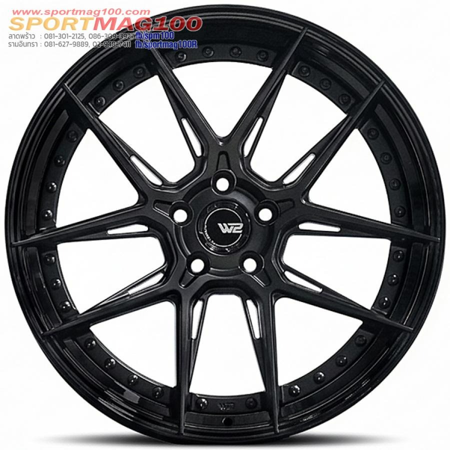ล้อแม็กแท้2ชิ้น Flowforming W2C ขอบ20นิ้ว กว้าง F9นิ้ว R10นิ้ว 5รู114.3/112 ET35-40 สีดำด้านขอบดำ 