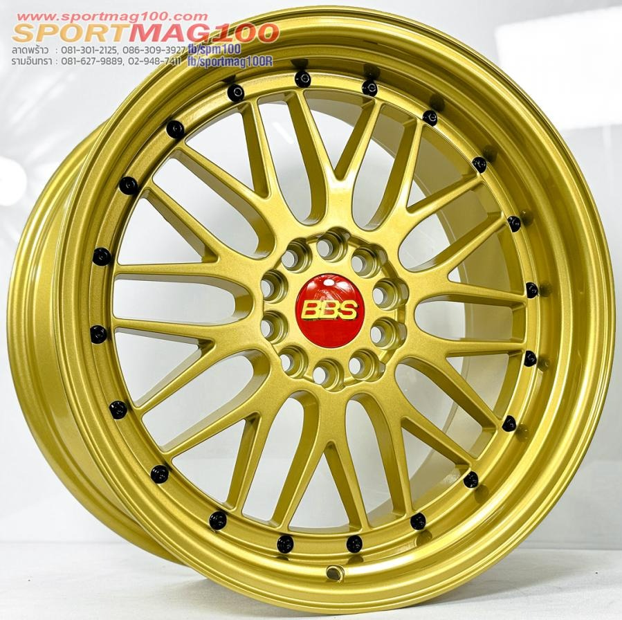 ล้อแม็ก BBS LM ขอบ18นิ้ว กว้าง F8นิ้ว R9นิ้ว 5รู112/114.3 Offset35-35 สีทองหมุดดำ