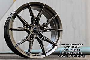 ล้อแม็กใหม่ Flowforming V-Racing FF050 ขอบ18นิ้ว กว้าง8นิ้ว 5รู114/112 Offset35 สีไฮเปอร์แบล็ค