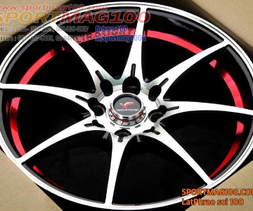 ล้อแม็ก Yachi Lw01 4รู100/114 ET40 ดำเงาอันเดอร์คัตแดง กว้าง7 ขอบ16นิ้ว	