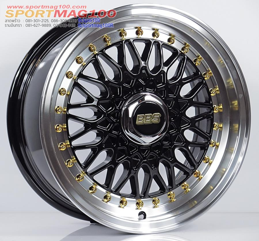 ล้อแม็กมือสอง BBS RS 4รู100/114 ดำขอบเงาหมุดทอง 7-15นิ้ว(ลาดพร้าว)