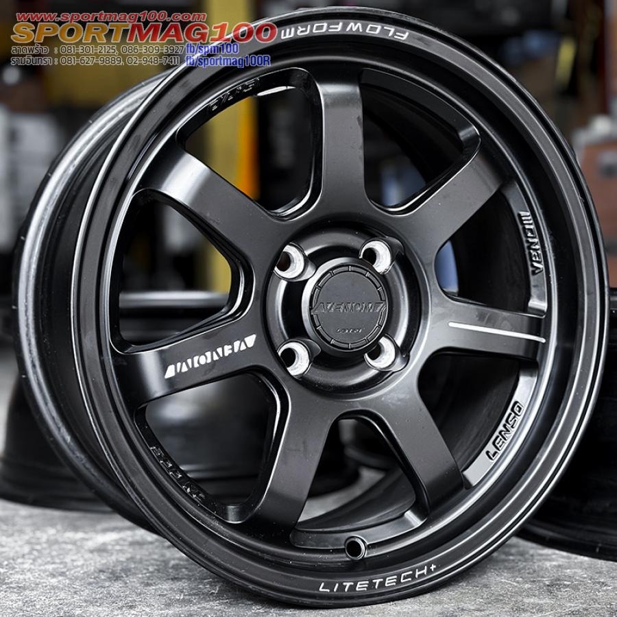 ล้อแม็กวันเดียว Lenso Venom VT7 Litetech+ FlowForming ขอบ 15 กว้าง 7นิ้ว 4รู100 Offset35 สีดำด้าน(ลาดพร้าว)