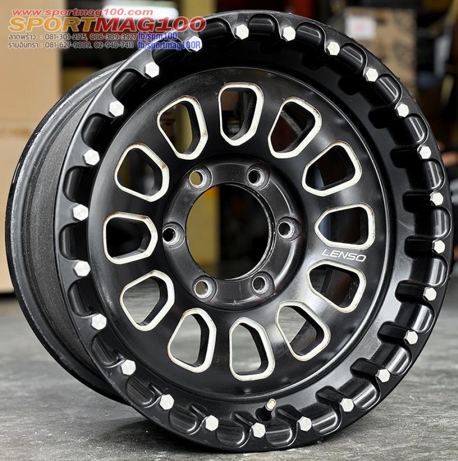 ล้อแม็กมือสอง Lenso Max Monster ขอบ 16 กว้าง 8.5นิ้ว 6รู139.7 Offset0 สัดำ(ลาดพร้าว)