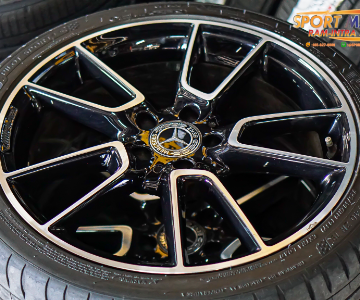 ล้อแท้ติดรถ AMG 5-Twin Spoke ล้อหน้า7.5นิ้ว ET44 ล้อหลัง8.5นิ้ว ET52 5รู112 สีดำหน้าเงา ขอบ19นิ้ว (รามอินทรา)