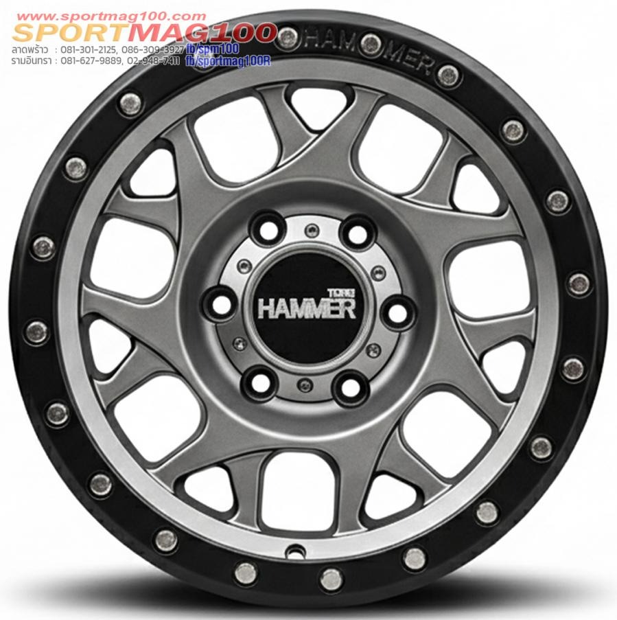 ล้อแม็ก HAMMER HM3 ขอบ17นิ้ว กว้าง8.5นิ้ว 6รู139.7 Offset20 สีเทาขอบดำ