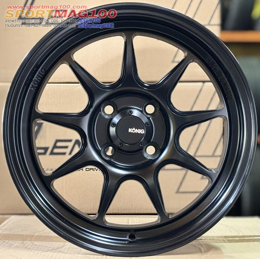 ล้อแม็กมือสองแท้ Konig N675D FlowForming ขอบ15นิ้ว กว้าง7นิ้ว 4รู100 Offset28 สีดำด้าน(ลาดพร้าว)