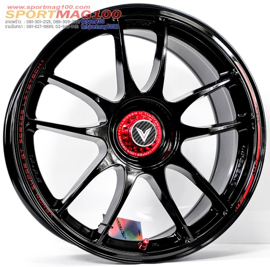 ล้อแม็ก Lenso VNK Venom Litetech+ FlowForming ขอบ17นิ้ว กว้าง7.5นิ้ว 4รู100 Offset35 สีดำเงาPadRed