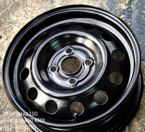 กระทะล้อขอบ14นิ้ว 4รู100 ET45 สีดำ CB54 กว้าง5นิ้ว+ยาง165/70R14(รามอินทรา) 
