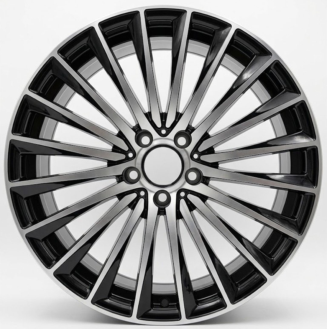 ล้อแม็ก MultiSpoke Twist Style ขอบ19นิ้ว กว้าง F8.5นิ้ว R9.5นิ้ว 5รู112 Offset36-43 สีดำหน้าเงา